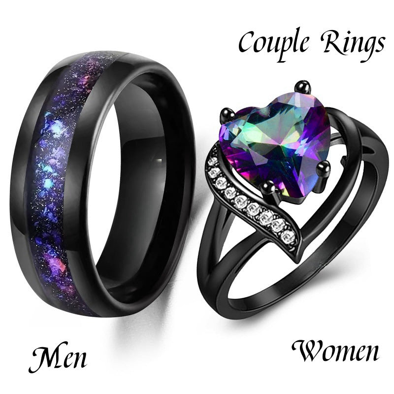 Lodi Cross-Border Supply European And American Fashion Rings Peach Heart-Shaped Super Flash Diamond Colorful Zircon Ring Ring Manufacturer
