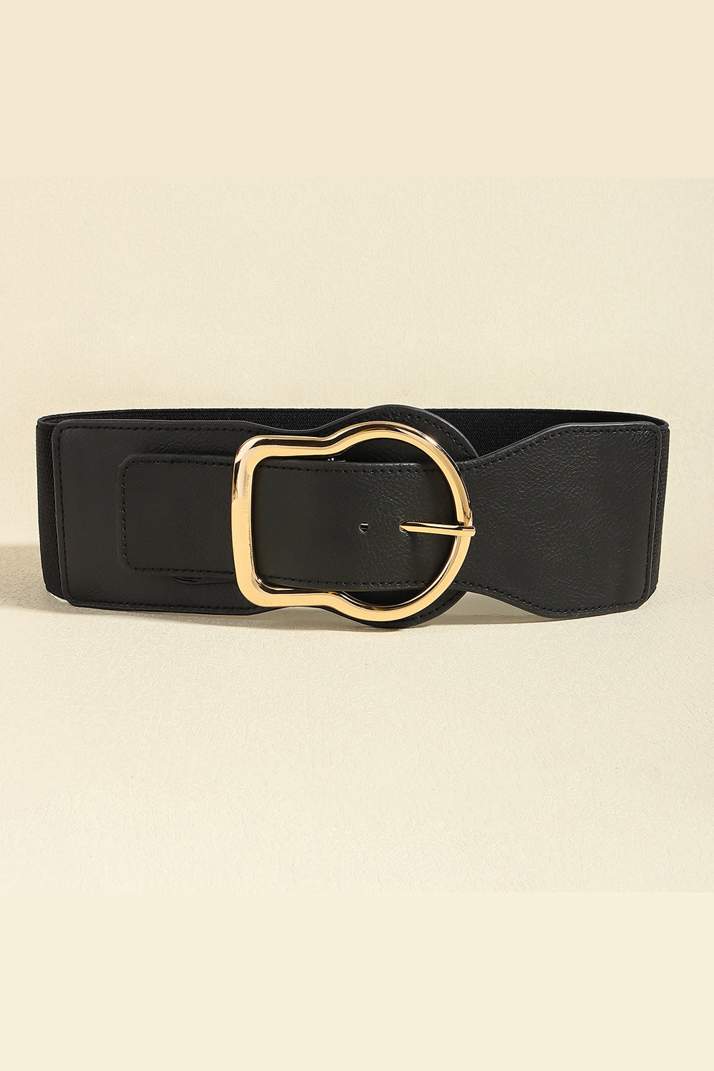 Zinc Alloy PU Leather Belt | Black & Gold Solid Design