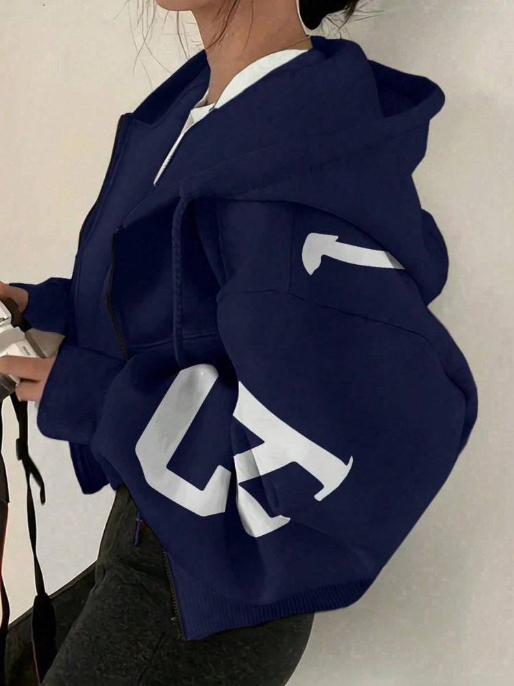 Women’s Printed Zip-Up Sweatshirt Long Sleeve Casual Jacket