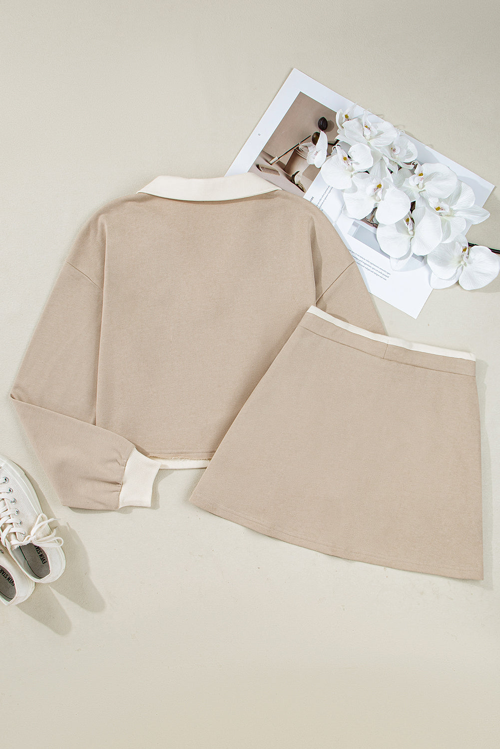 Valerie Cropped Pullover Drawstring Skirt Set