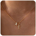 Gold Plated Initial Letter Pendant Necklace with Cubic Zirconia