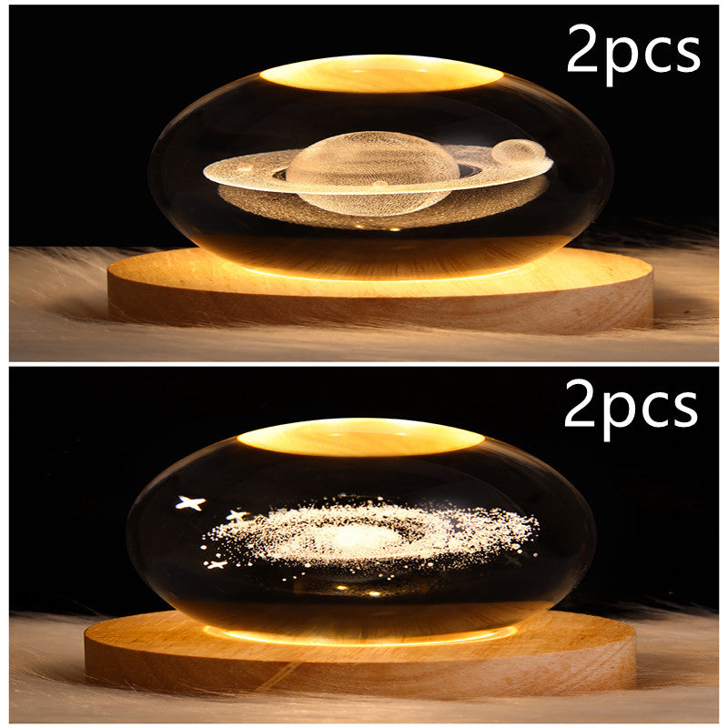 3D Galaxy Crystal Ball LED Night Light Planet Lamp Home Decor