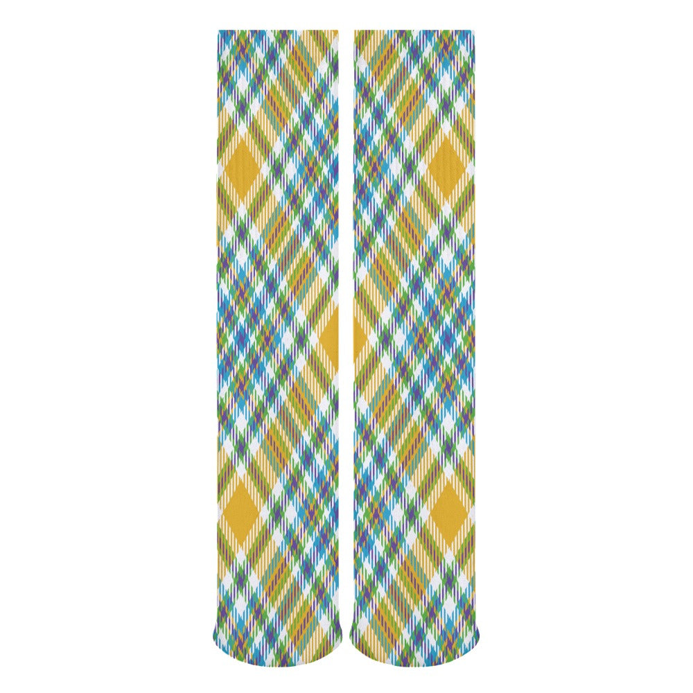 Yellow Plaid Breathable Knee-High Socks - Harajuku Style Comfort - Image 6