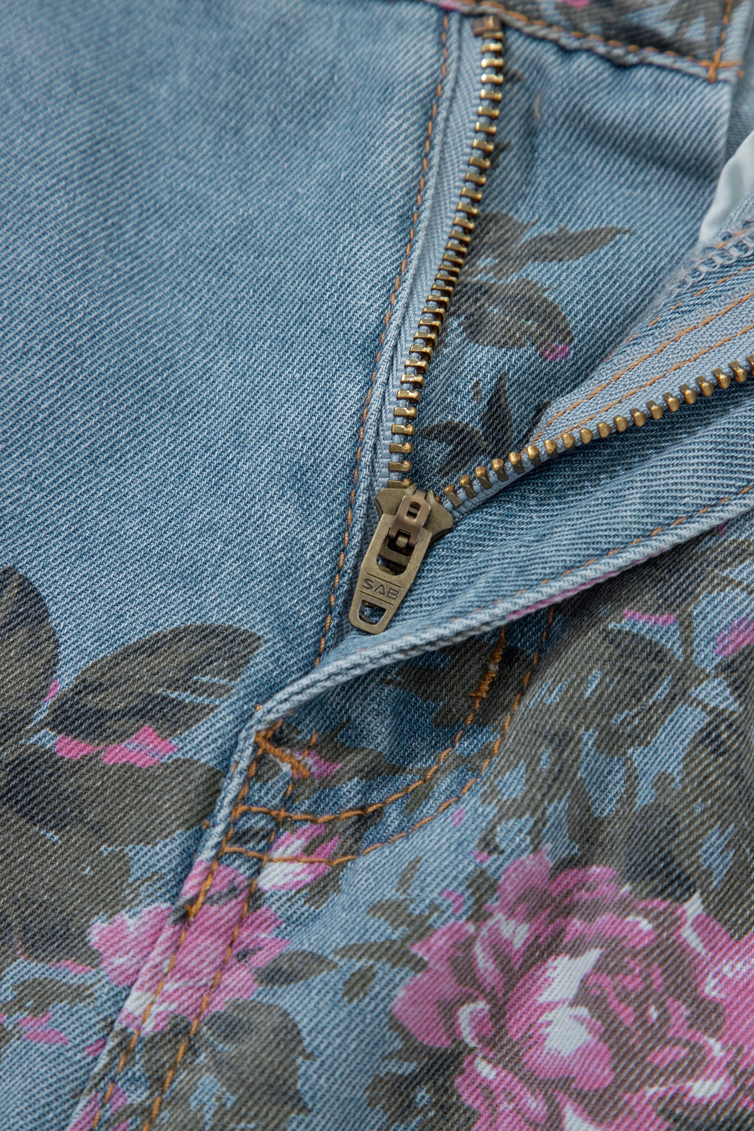 Esme Floral Print Bootcut Jeans in Light Blue & Pink