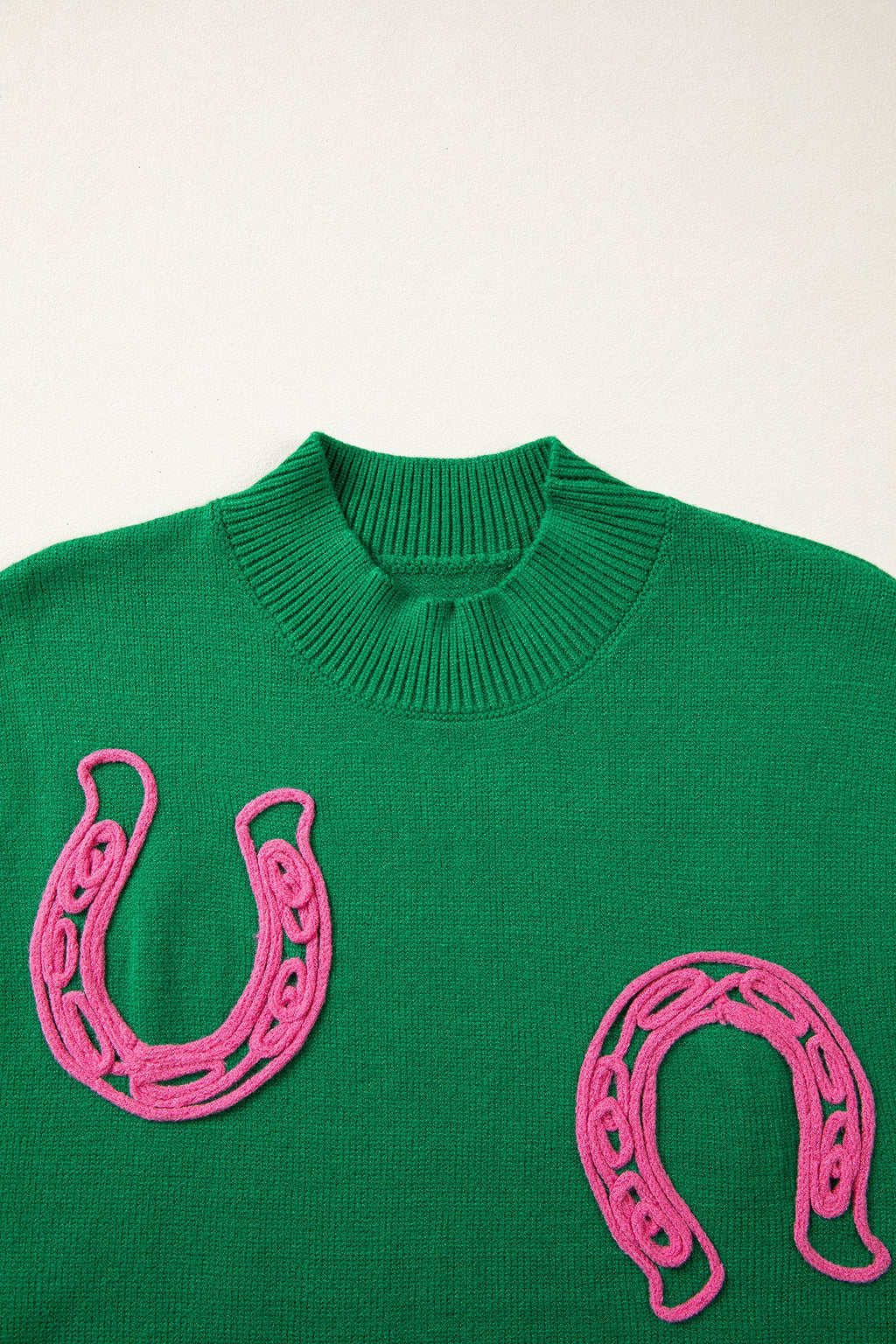 Western Horseshoe Mock Neck Short Sleeve Knit Sweater