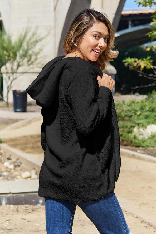Women's Teddy Hooded Jacket Oversized Knit Casual Outerwear