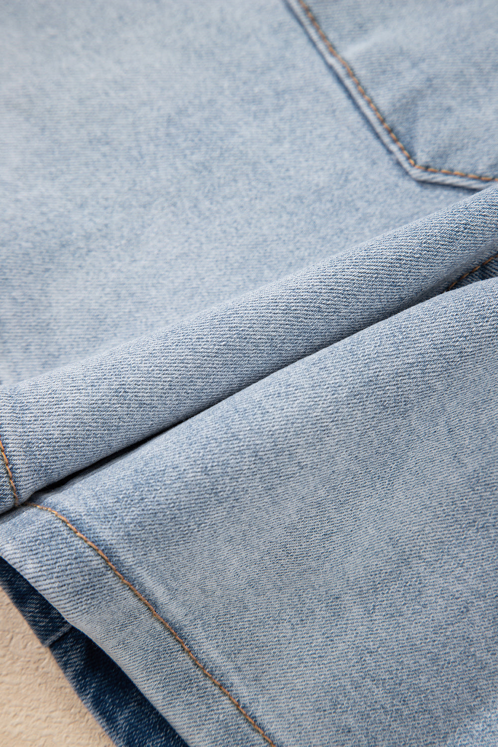 High Rise Denim Shorts in Light Wash - Casual Regular Fit