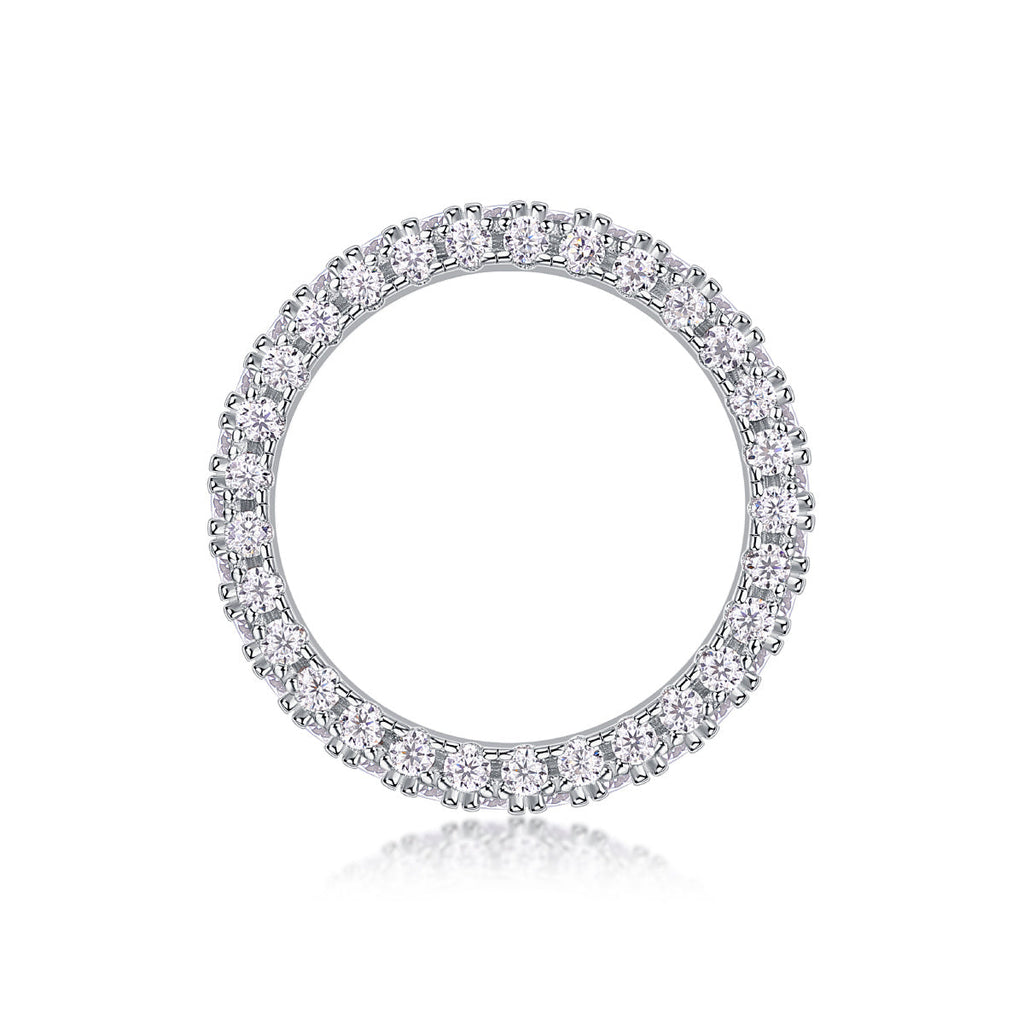 S925 Silver 2.2g Platinum Plated Moissanite Ring, 3.4mm 87pcs D VVS1 Pave Band, GRA Certified US 5-9