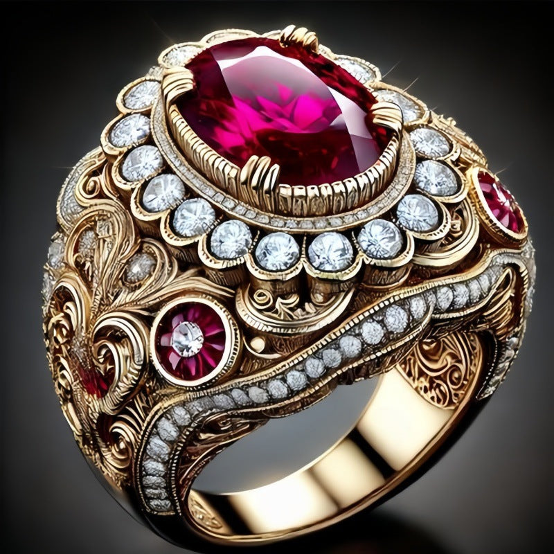 Luxury Bohemian Vintage Textured Geometric Ring - Heavy Industry Statement Rings For Women