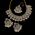 Classic cream stone work necklace set for a sophisticated look