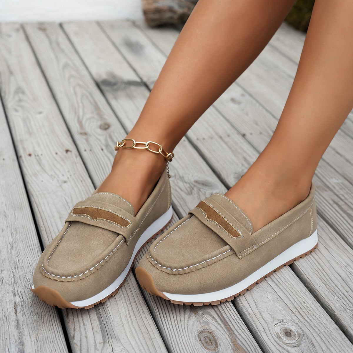 Women Casual Platform Loafers Trendy Comfortable Walking Shoes