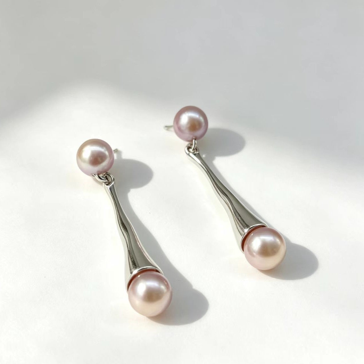 Minimalist Irregular Waterdrop Pearl Silver-Needle Stud Earrings