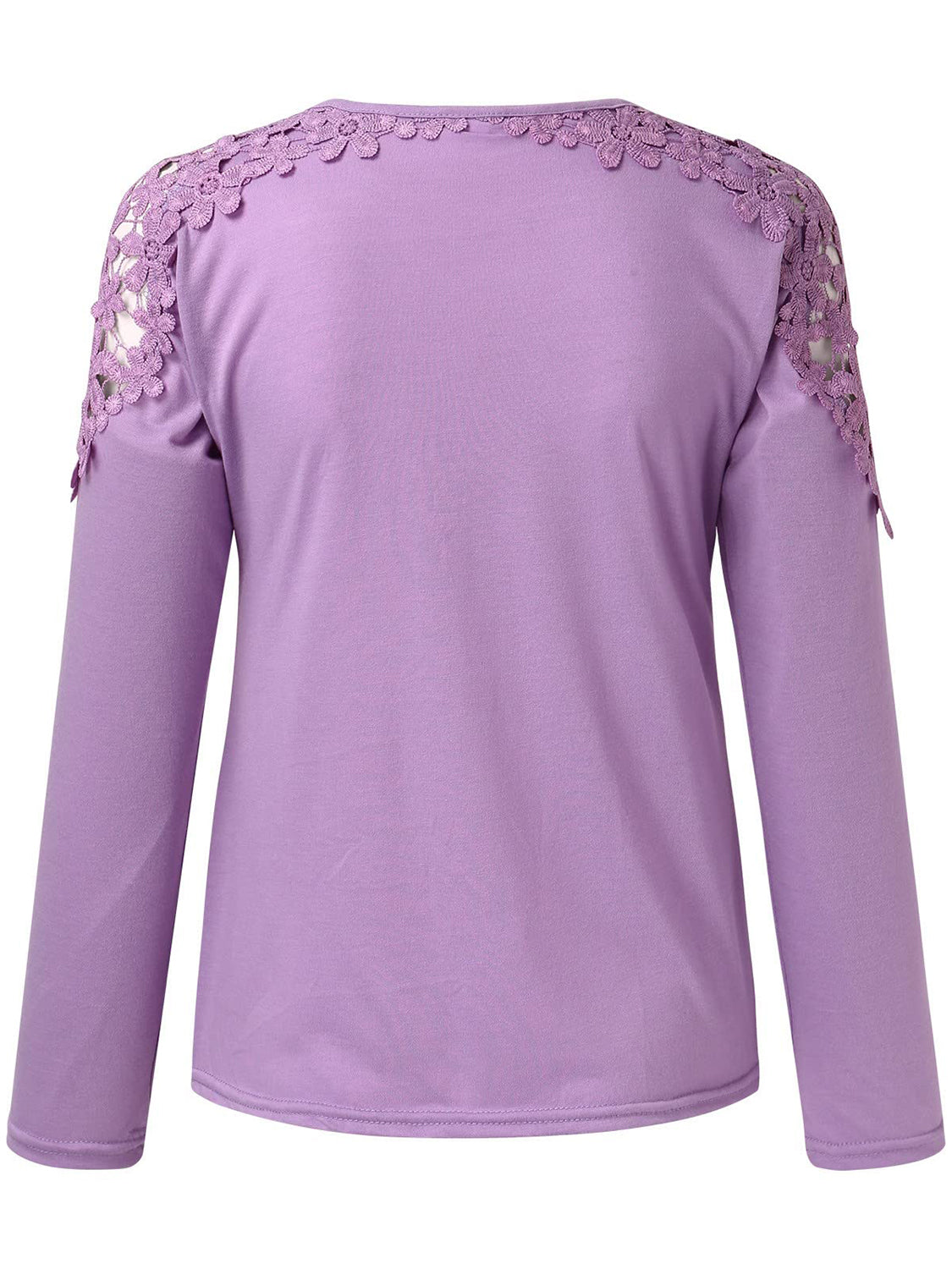 Women's Grey Long Sleeve T-Shirt with Delicate Floral Lace Detail - Image 20