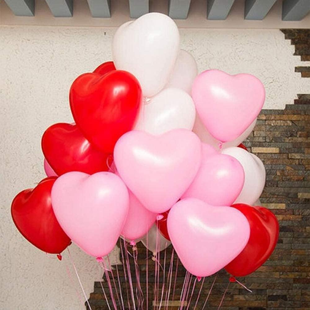 100-Piece Modern Red and Pink Heart Balloons for Parties