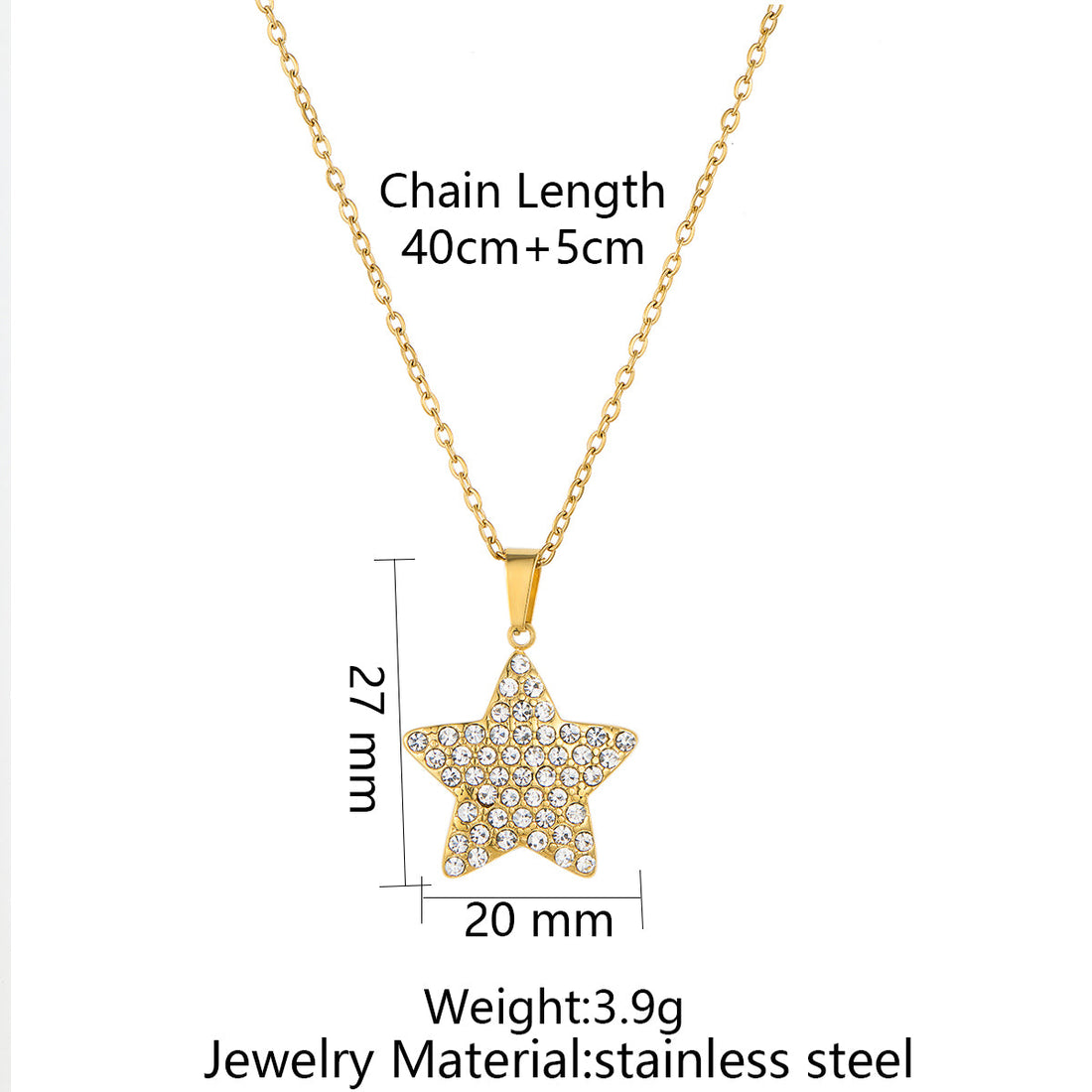 Dainty Star Pendant Necklace with Sparkling Zircon in Gold or Silver