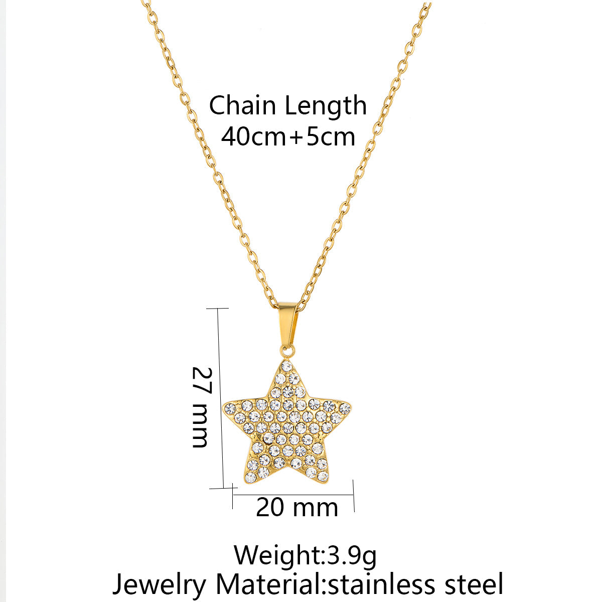 Dainty Star Pendant Necklace with Sparkling Zircon in Gold or Silver