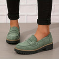 Women Thick-Sole Solid Color Loafers Trendy Chunky Flats