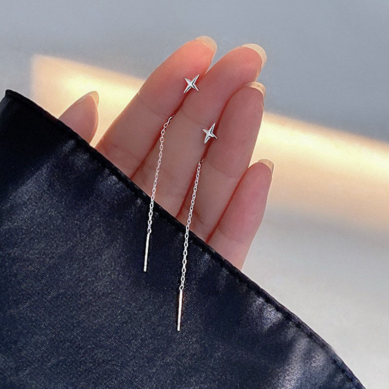 Silver Plated XINGX Tassel Hanging Earrings Women