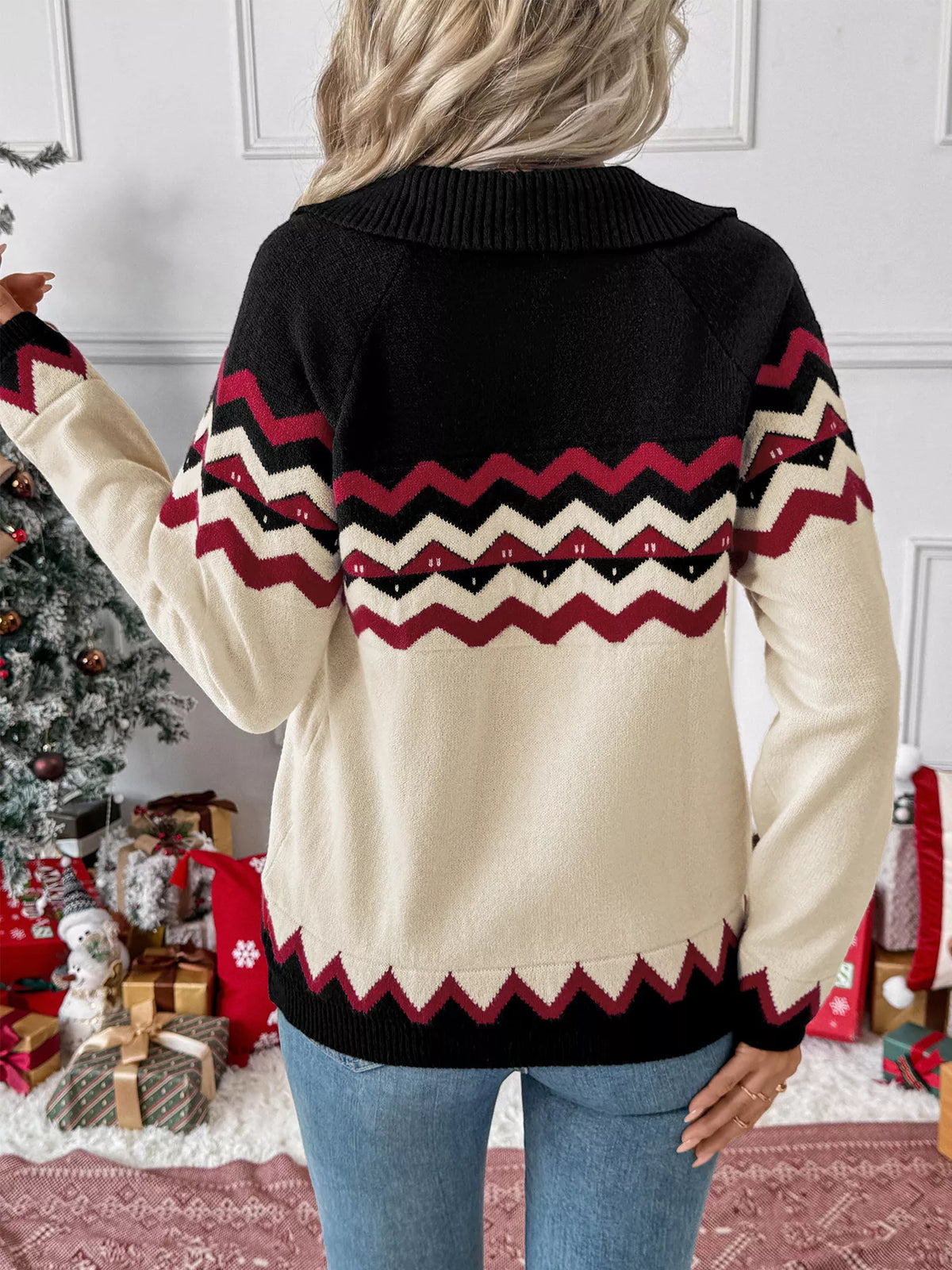 Chevron Pattern Long Sleeve Sweater