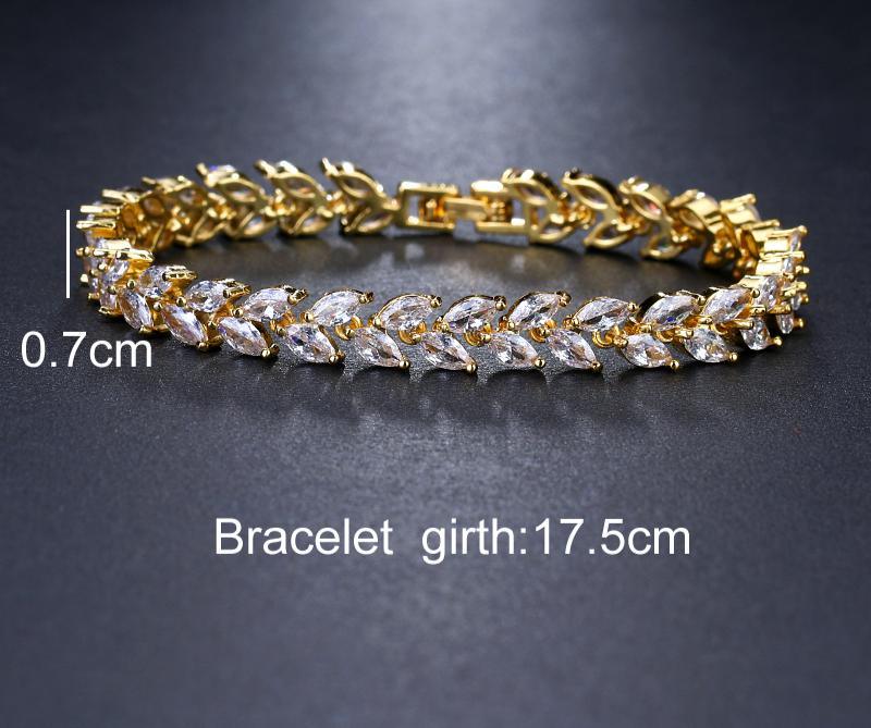 Leaf Charm Bracelet with AAA Cubic Zircon Stones