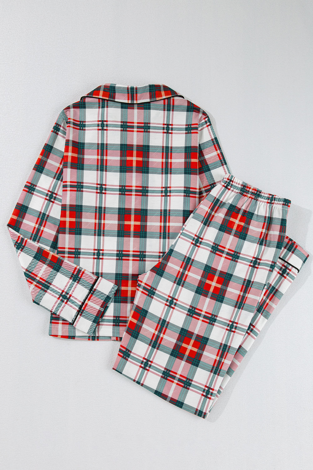 Womens Long Sleeve Plaid Pajama Set Festive Sleepwear - Image 2