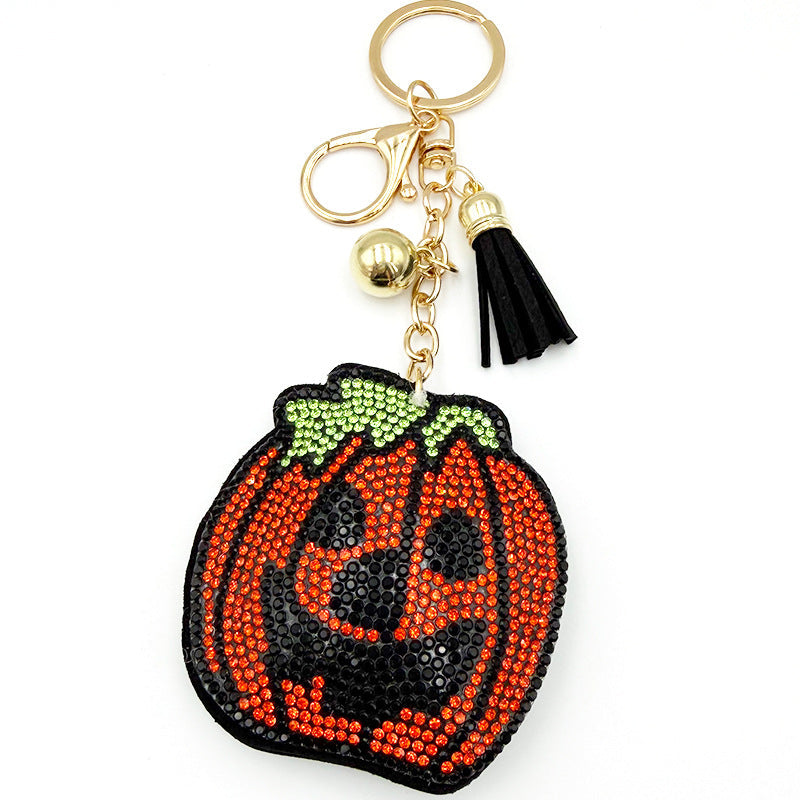 Halloween Creative Diamond-Encrusted Pumpkin Keychain