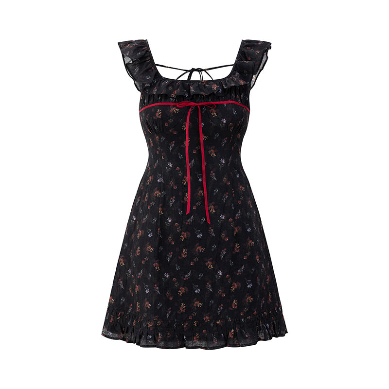 Women’s Sleeveless Floral Mini Dress with Ruffle Trim - Image 5
