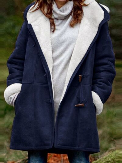 Women's Long Sleeve Hooded Toggle Jacket with Pockets