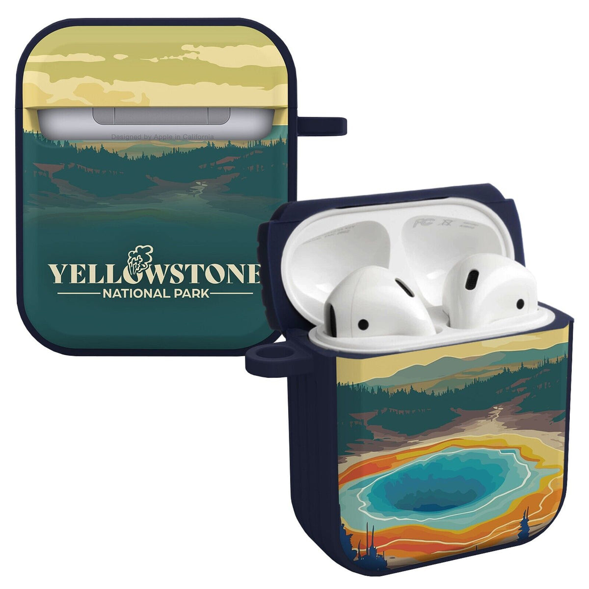 Yellowstone National Park art graphic protective case for Apple AirPods Gen 1 and 2