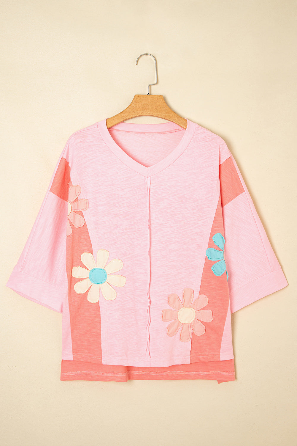 Wrenleigh Oversized T-Shirt with Flower Patch and Exposed Seams - Image 8