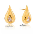 18K Gold Teardrop Earrings with Cubic Zirconia Inlay