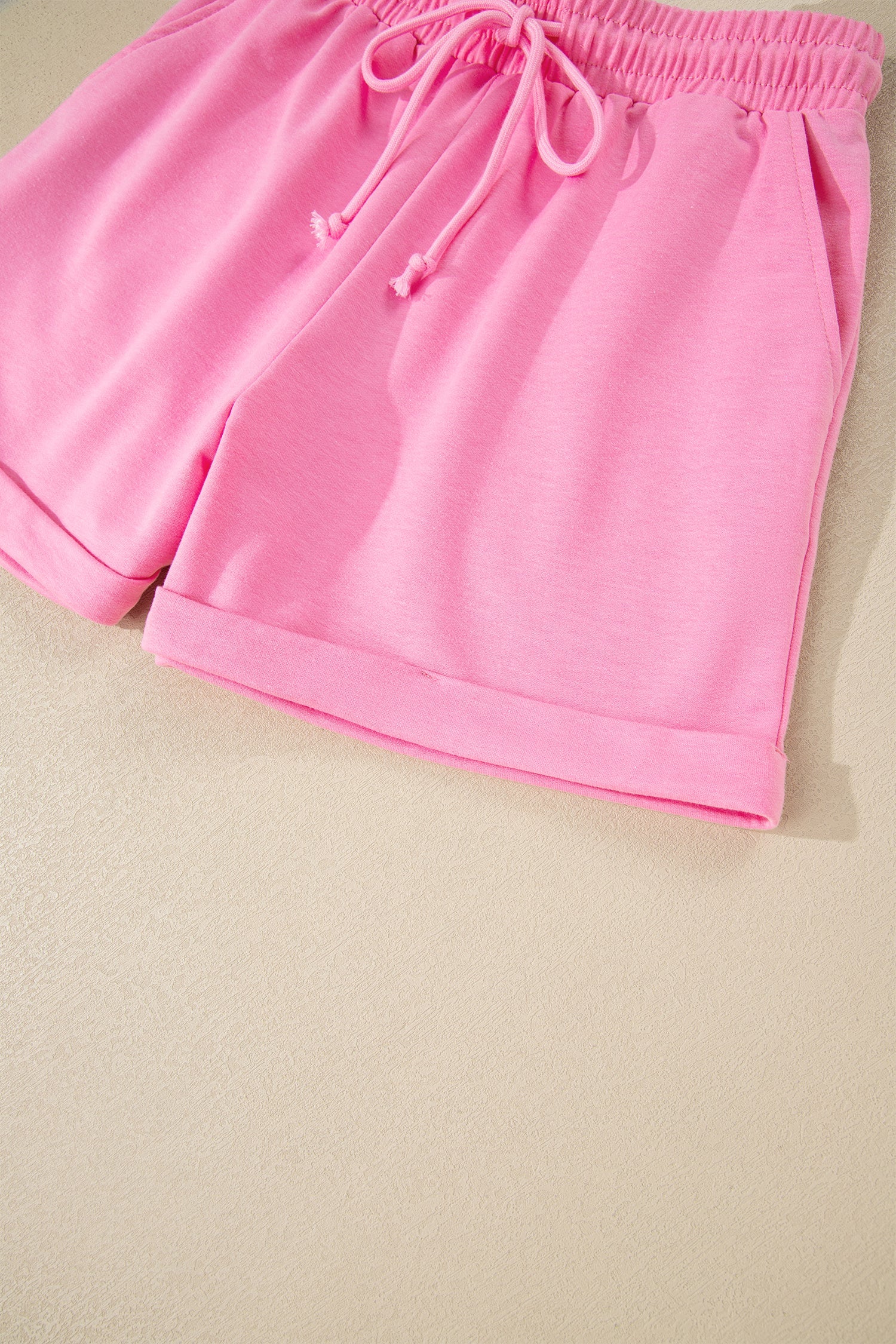 Kinsley Bonbon Collared Tee & Shorts 2-Piece Knit Lounge Set
