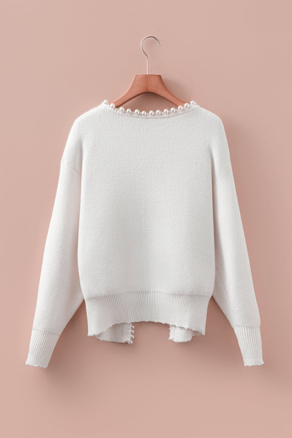 Pearl Embellished Open-Front Cardigan