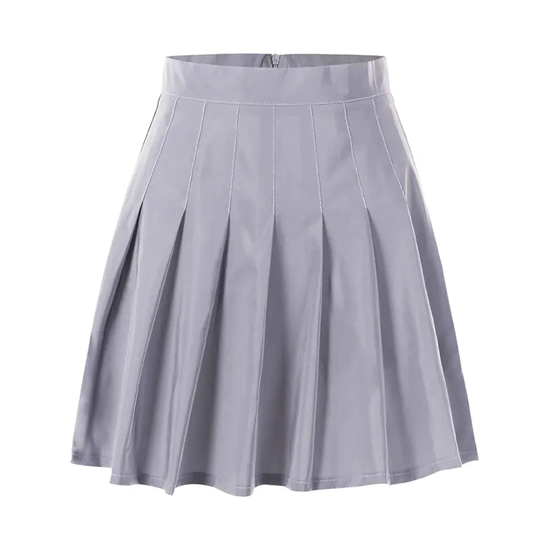 Reflective Pleated Skirt with Zipper for Women