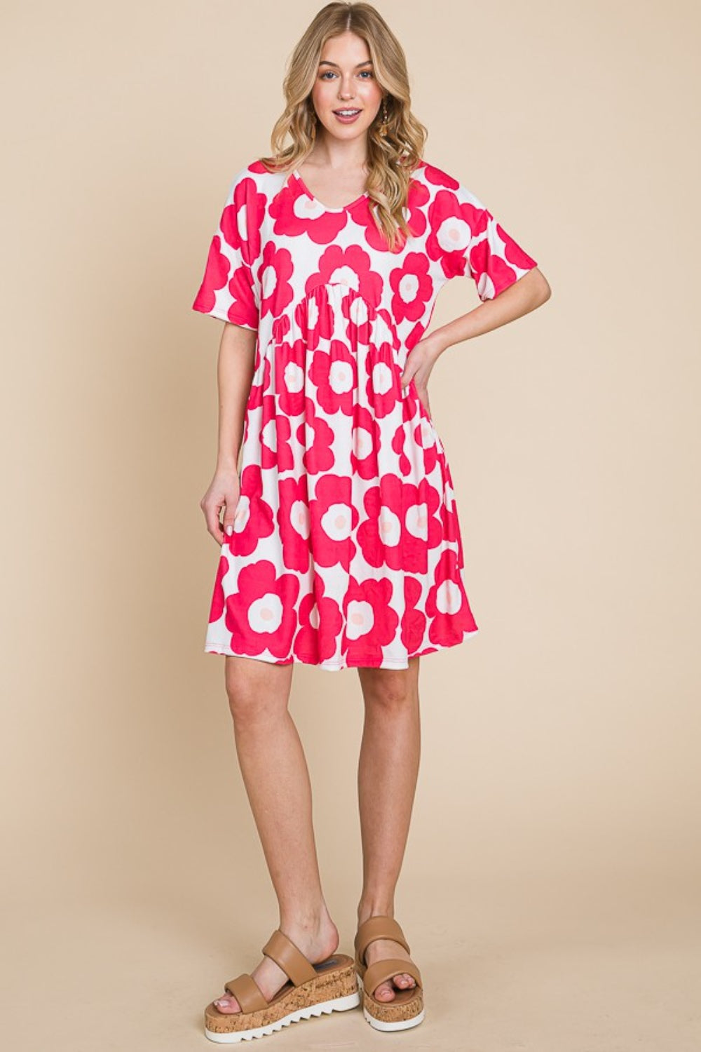 Trendy Floral Ruched Mini Dress Comfortable Summer Style