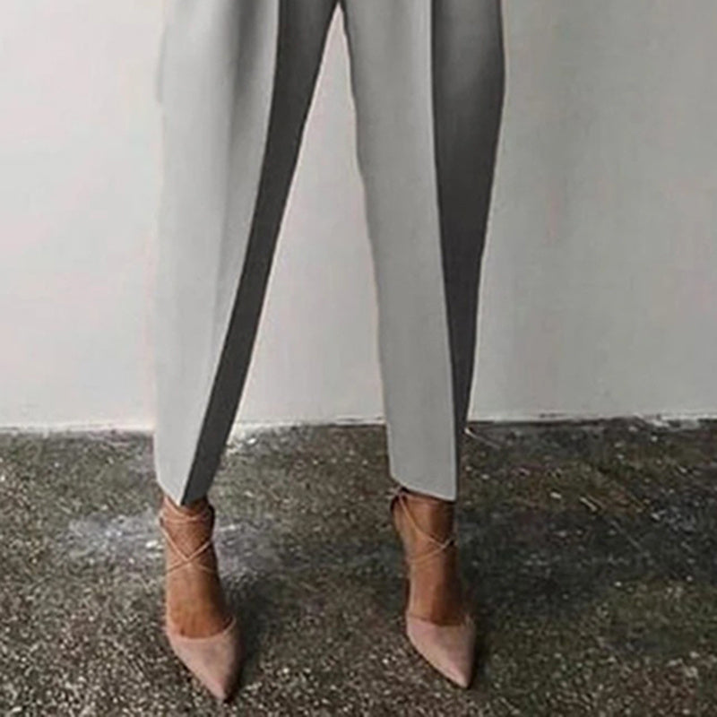 Women’s Solid Color 2-Piece Long Sleeve Top and Pleated Pants Set - Image 3