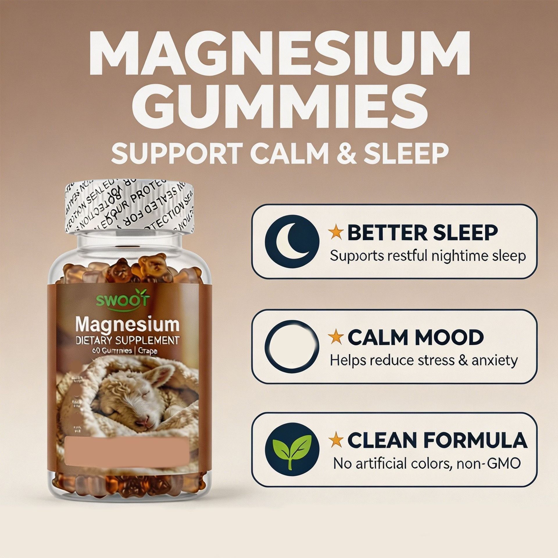 Magnesium Gummies Dietary Supplement With Magnesium Glycinate