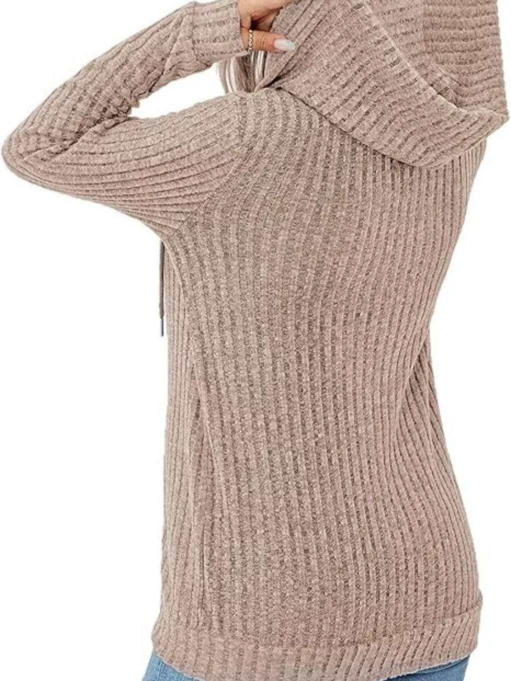 Ribbed Zip Up Hooded Outerwear