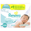 Pampers Sensitive Water Based Baby Wipes 5X Refill Packs 64 Count (Pack of 5)