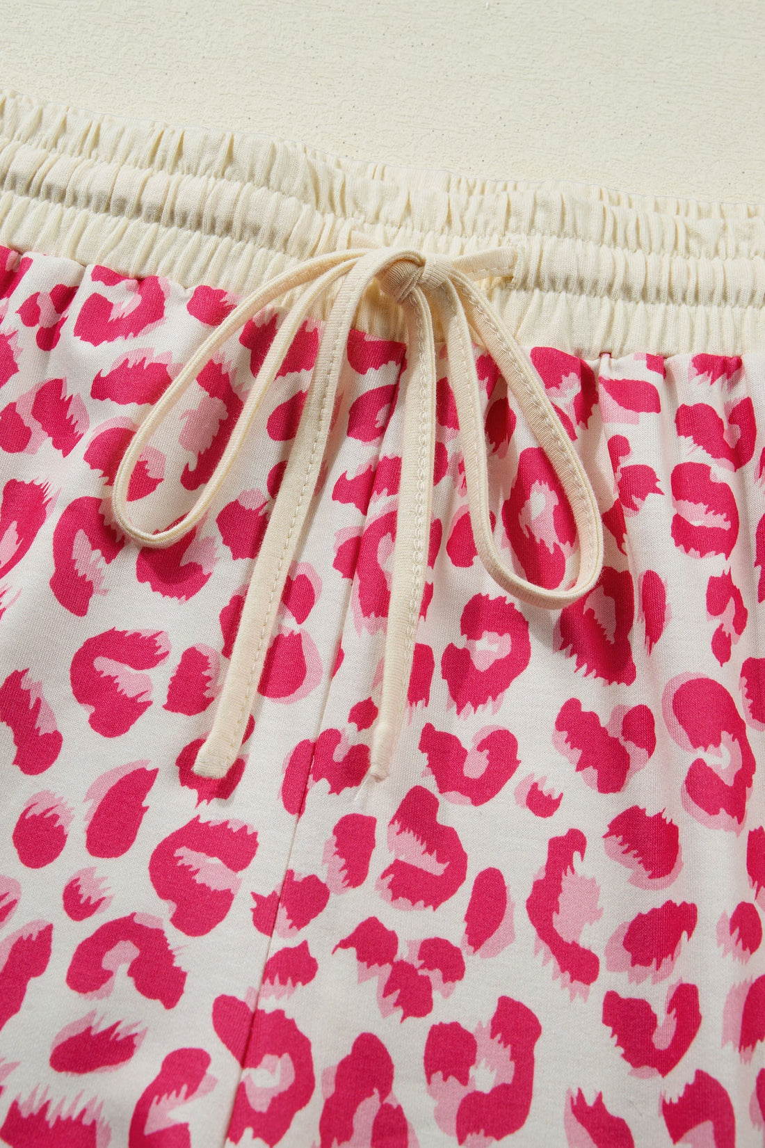 Pink Leopard Print V-Neck Collared Top and Shorts Set - Image 5
