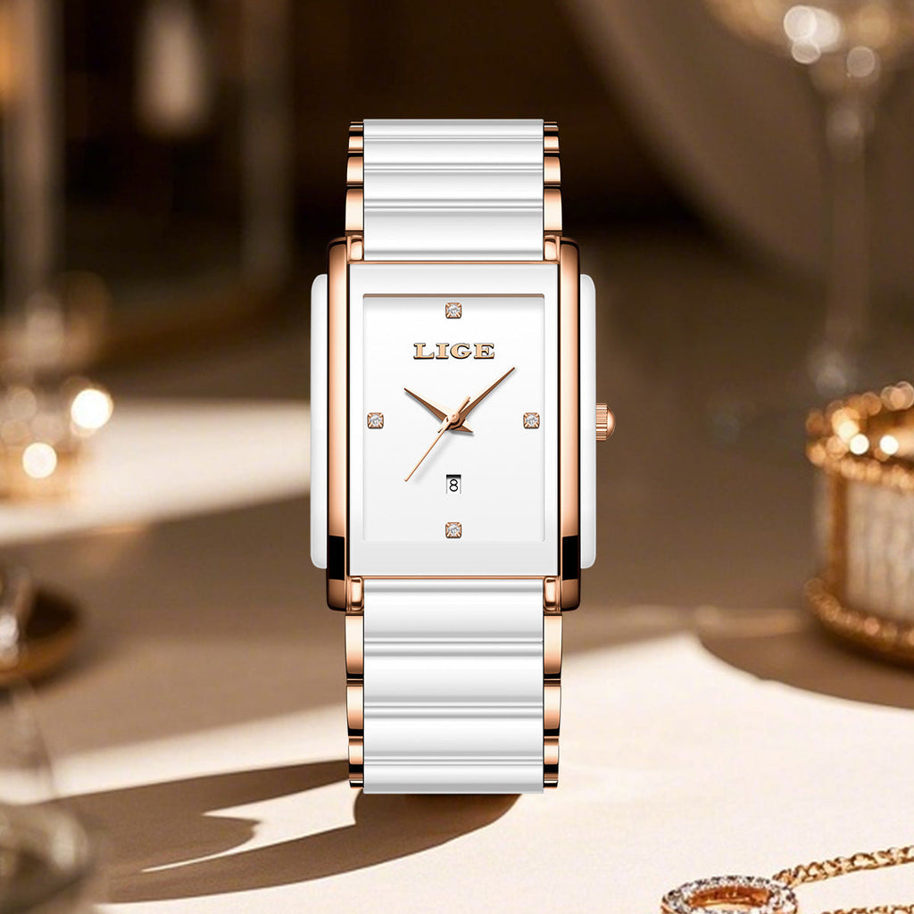Fashion Ceramic Stainless Steel Couple Watches Quartz Watch