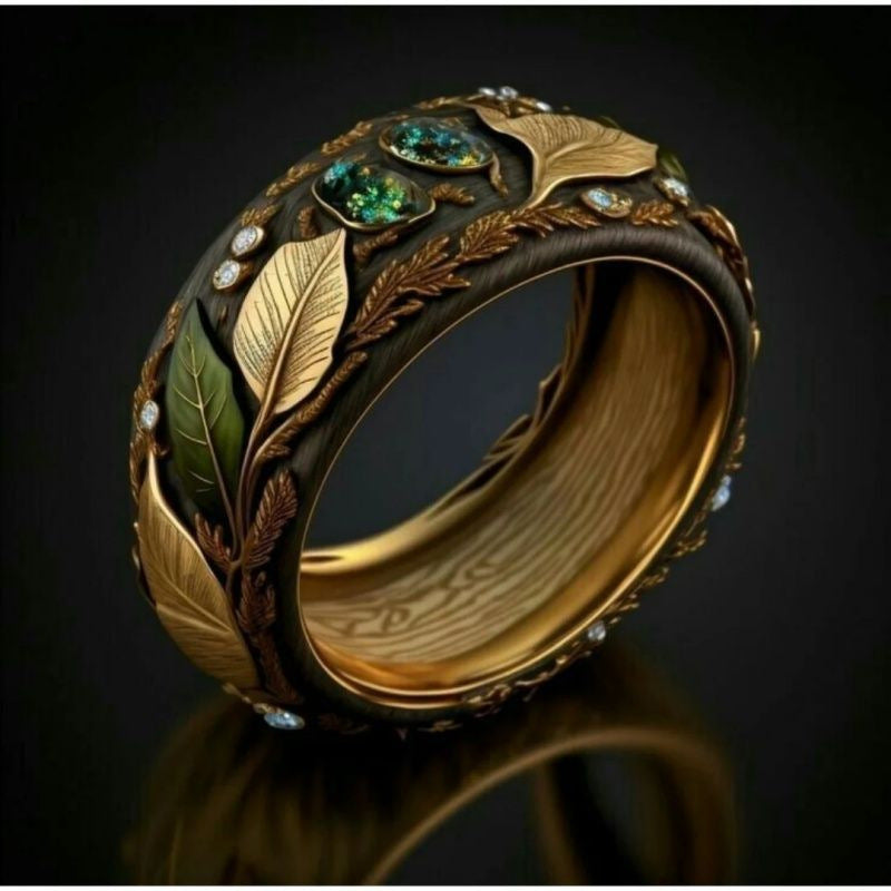 Malachite Branch And Vine Design Ring