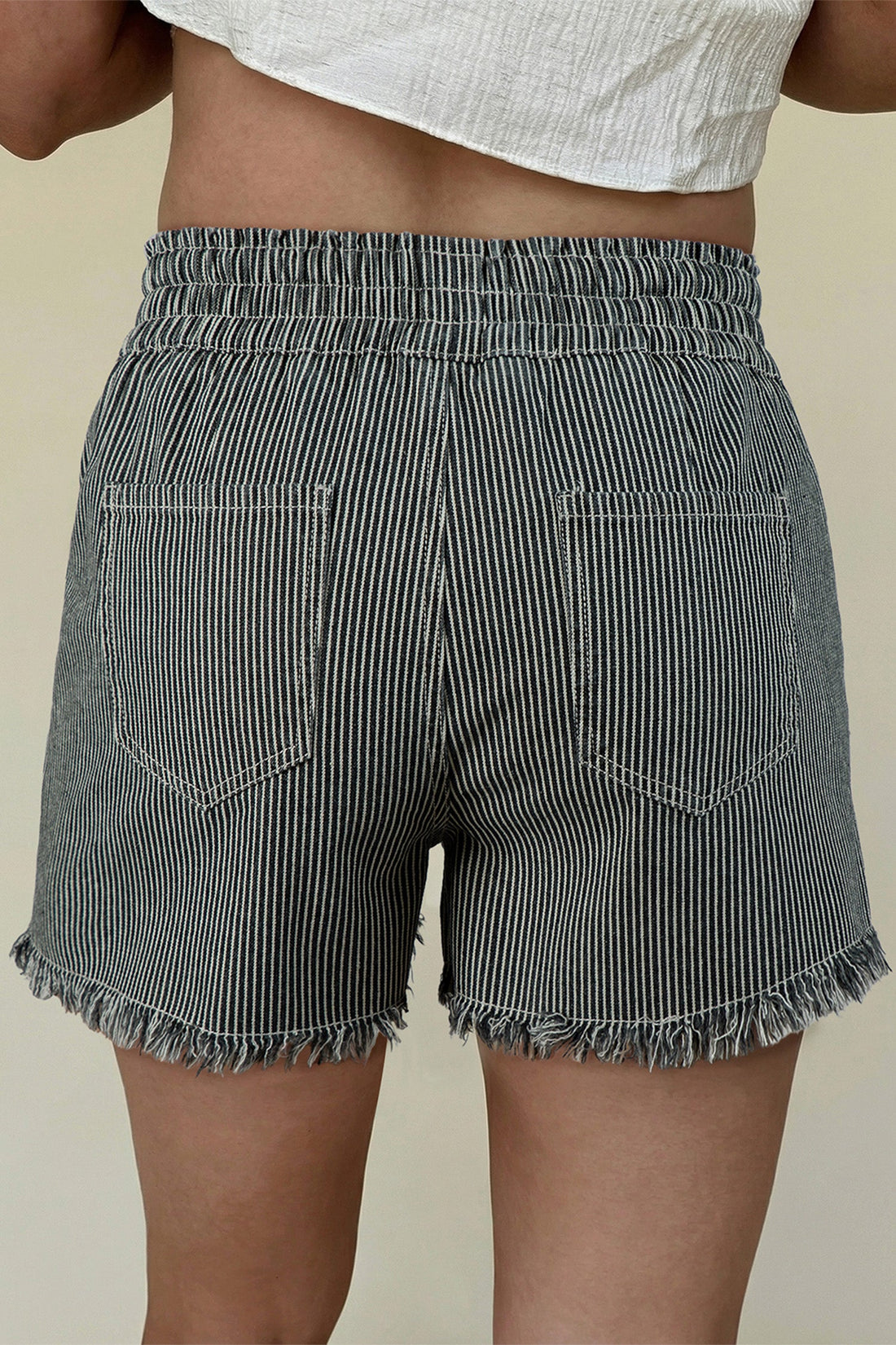 Campbell Striped Elastic Waist Casual Shorts - Relaxed Fit