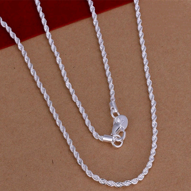 Twist Necklace Silver Plated 4MM  Twisted String Necklace