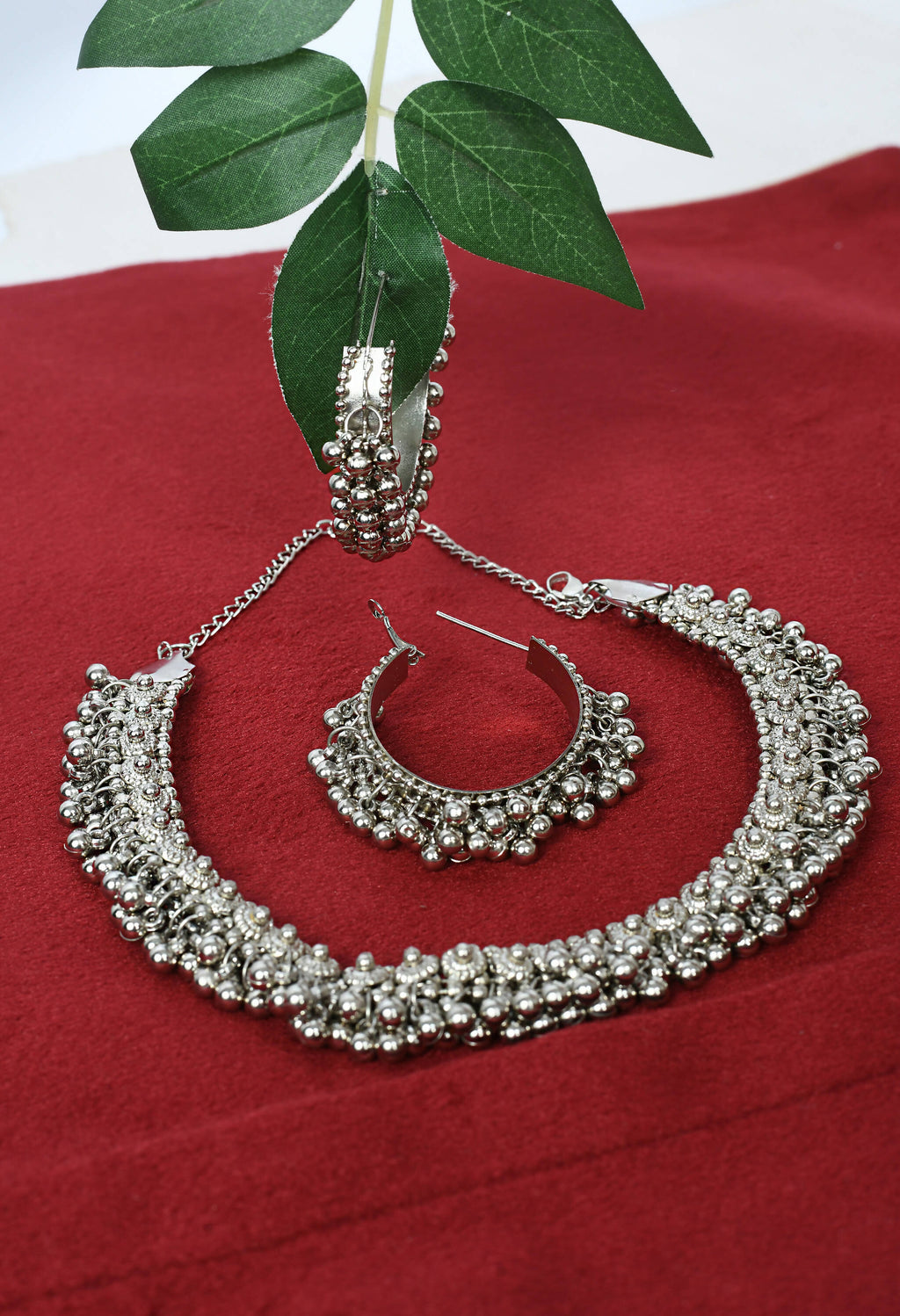 Silver-Plated Brass Ghungroo Work Choker Necklace for Women