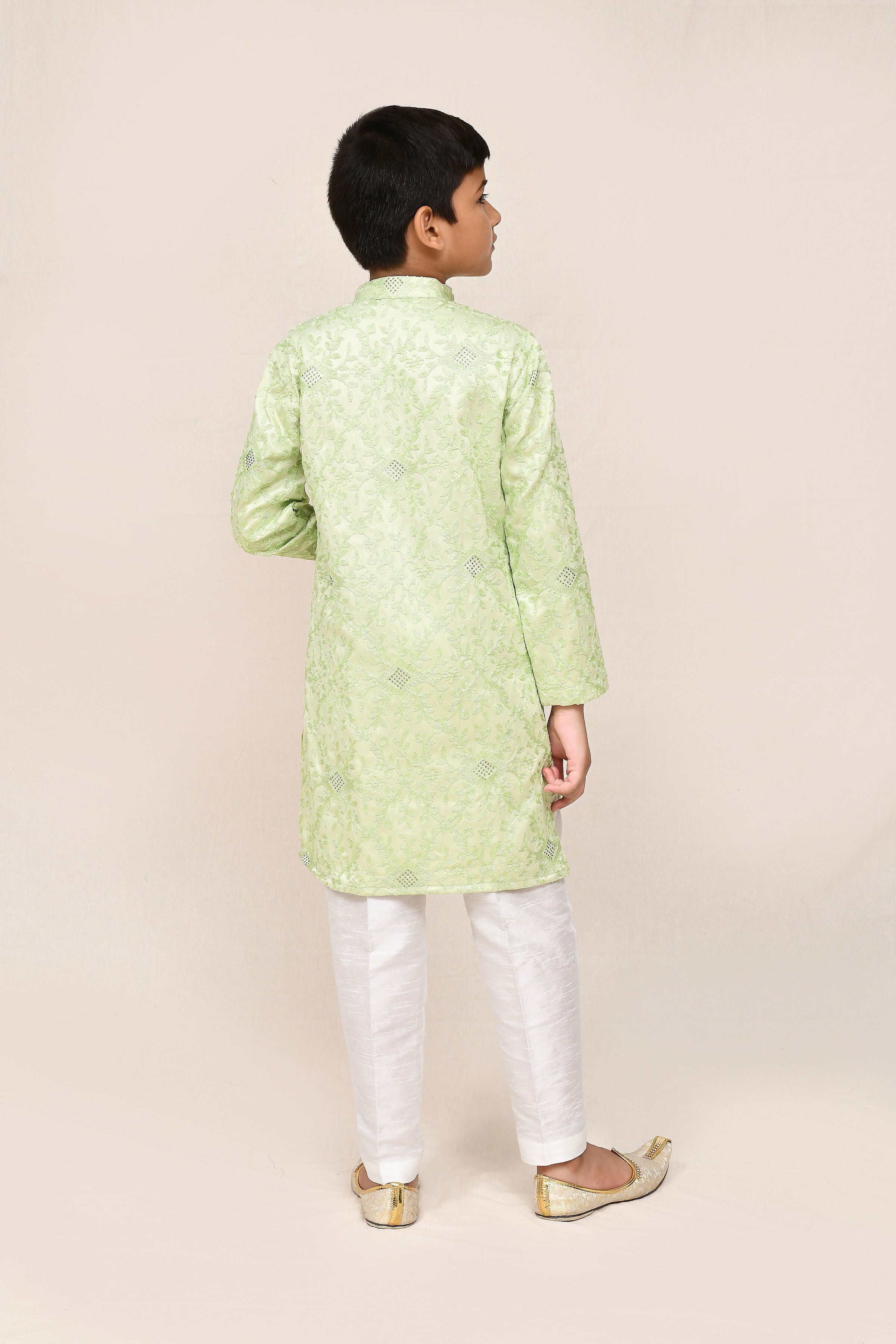 Pista Green Giza Cotton Kurta with Straight Fit Pants