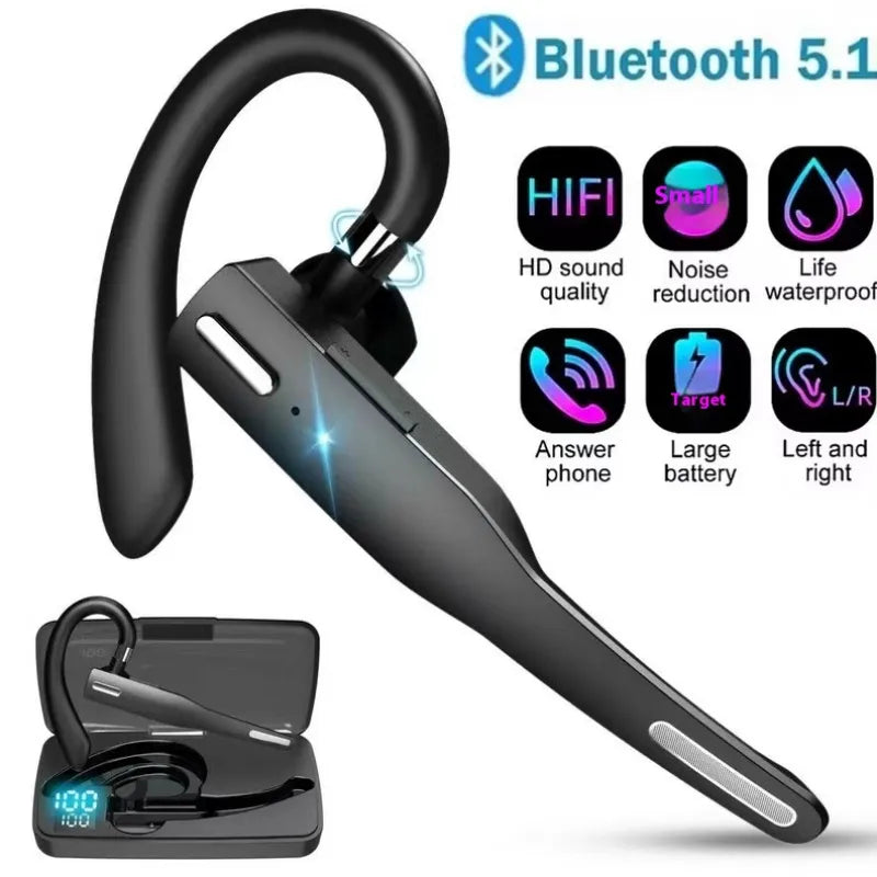 Noise-Cancelling Bluetooth 5.0 Handsfree Headset with Dual HD Mic
