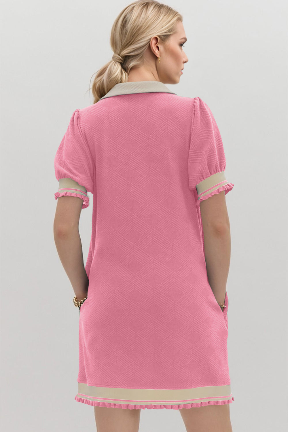 Contrast Short Sleeve Mini Dress for Women