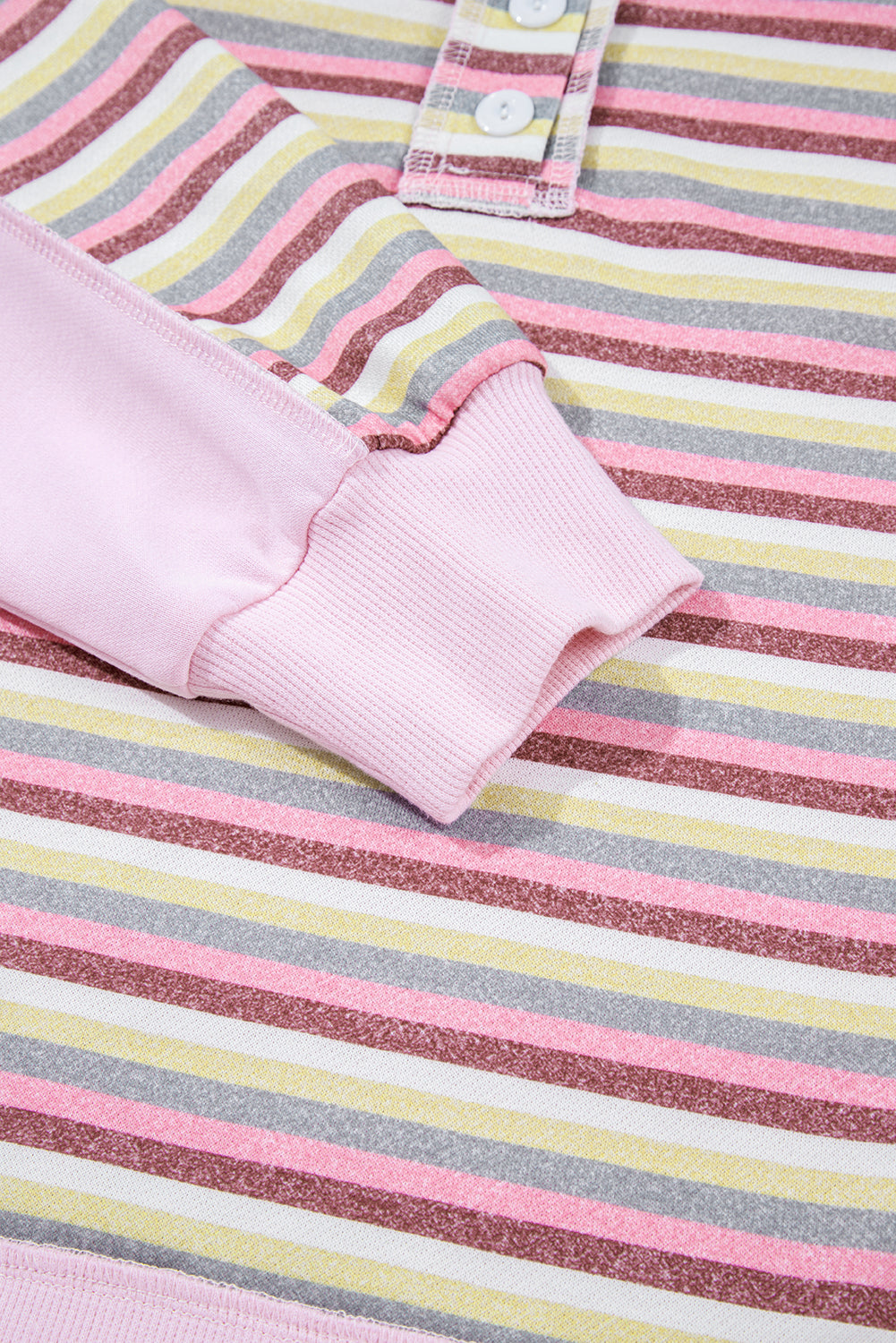 Stripe Patchwork Reverse Seam Henley Sweatshirt