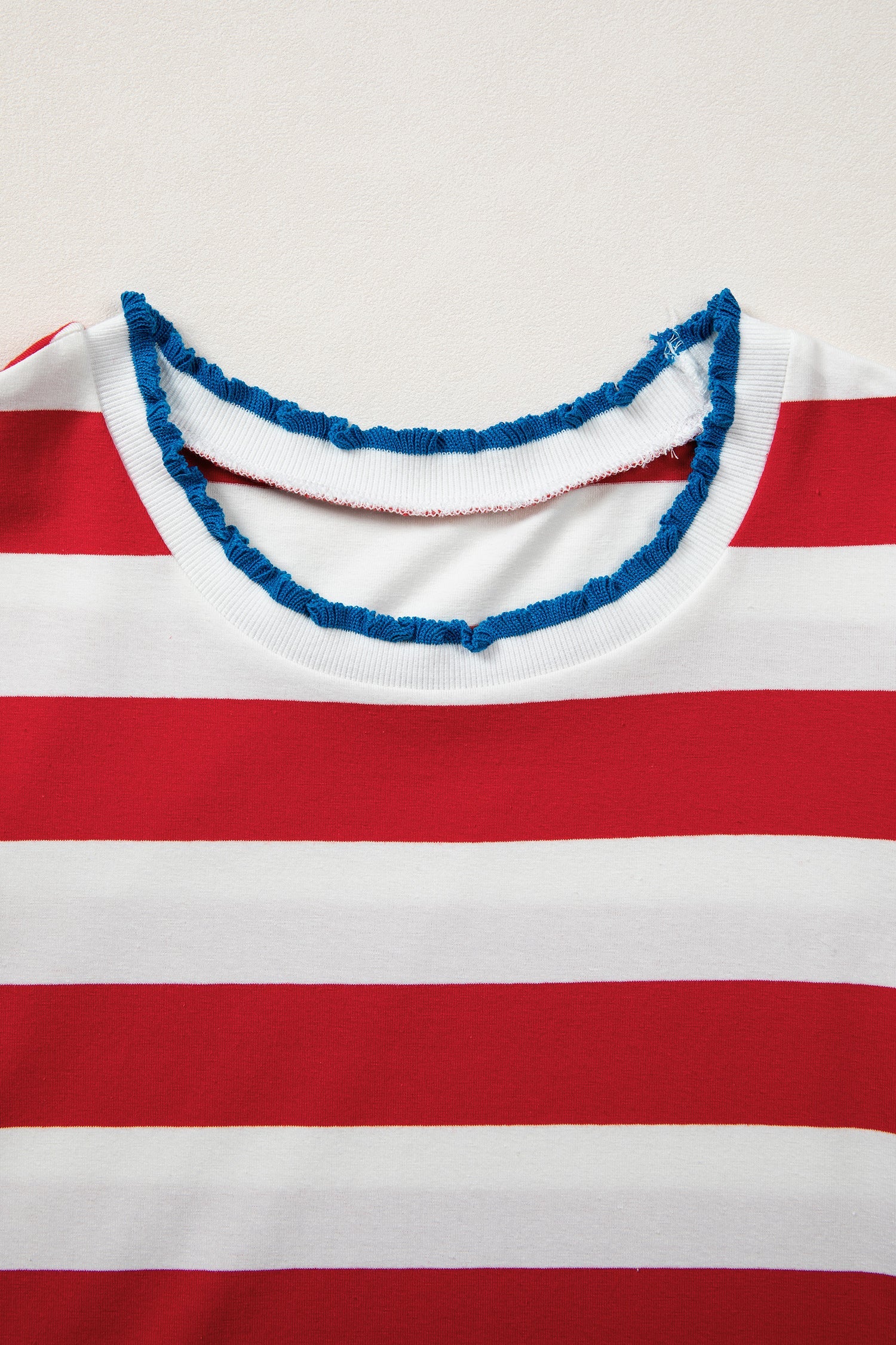 Americana Stripe Contrast Trim Puff Sleeve Dress
